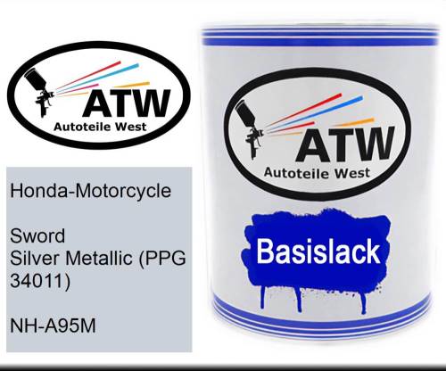 Honda-Motorcycle, Sword Silver Metallic (PPG 34011), NH-A95M: 1L Lackdose, von ATW Autoteile West.
